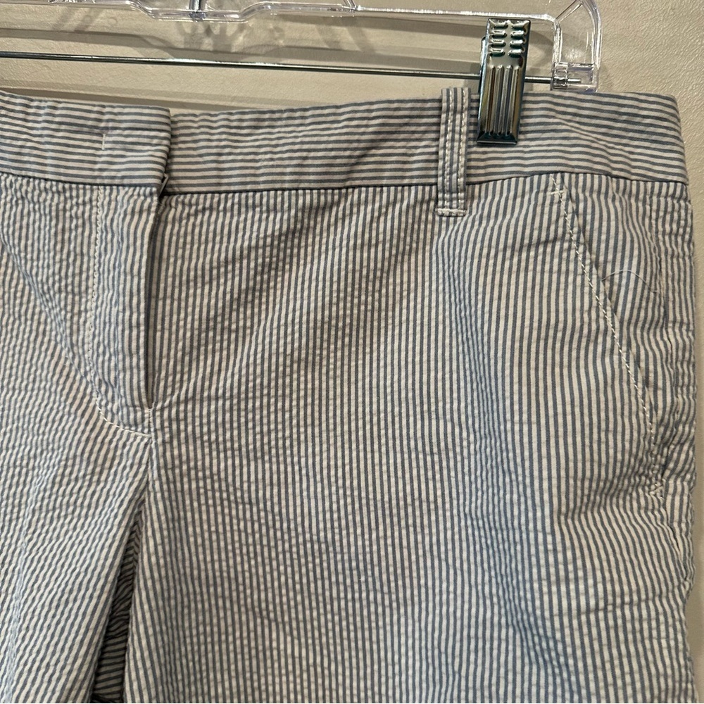 J Crew blue and white striped cotton pastel Bermuda shorts size 10